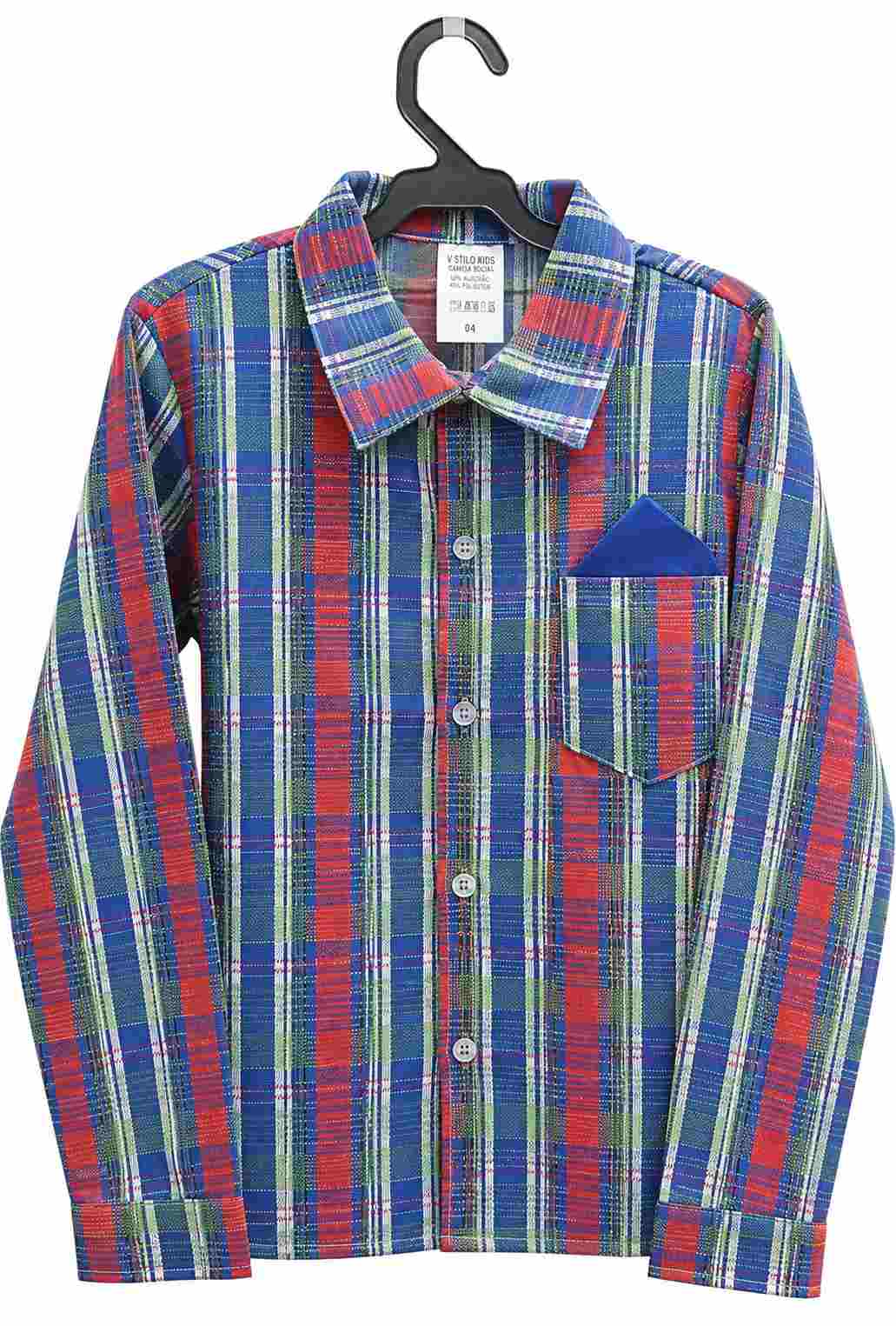 CAMISA JUNINA XADREZ  JUVENIL REF 421